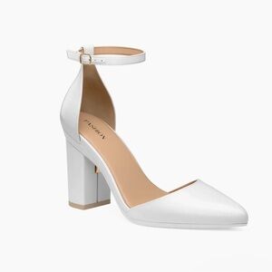 Pashion D’Orsay 3in White Satin Convertible Block Heel Size 7.5